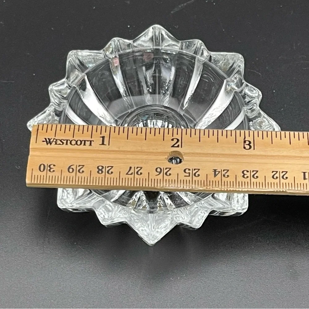 Libbey Canada Crystal Starburst Taper Candle Holders‎ X 2 Vintage Clear Glass